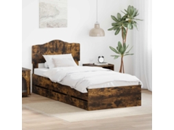 Vidaxl Estrutura Da Cama Com Gaveta Carvalho Defumado 75 X 190 Cm