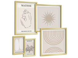 Conjunto De Pinturas Linhas Minimalistas De Arte Espelharte (5 Peças)