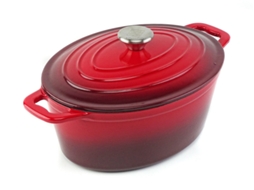 Caçarola de ferro fundido CS KOCHSYSTEME XANTEN 27 cm oval com tampa esmalte VERMELHO