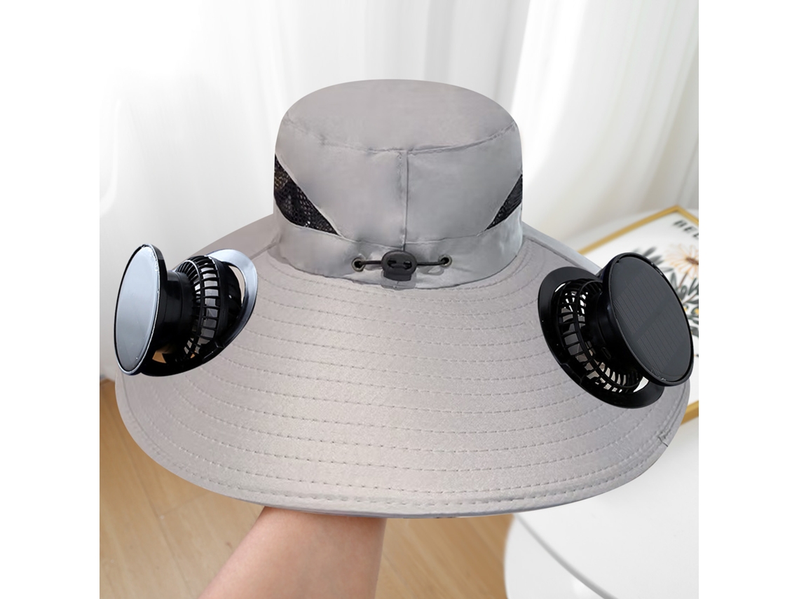 Chapéu de Sol Elétrico de Aba Larga com Ventilador MDUG (cinza Escuro)