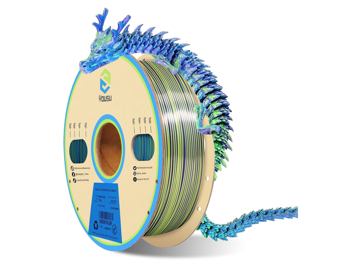 Filamento Pla Silk 1.75mm Três Cores Para Impressora 3d Precisão +/-0.03mm 1kg
