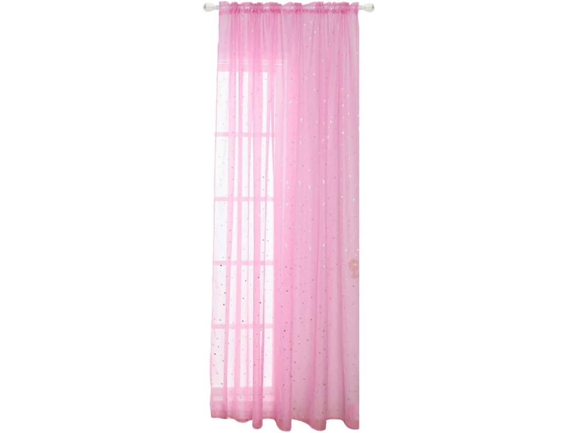 Cortinas Transparentes Prateadas Com Estrelas Para Janela De Quarto De Menina Estampa Romântica Gokoco