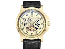 Relógio de pulso masculino de luxo Bagari, resistente à água, quartzo, dourado e preto.
