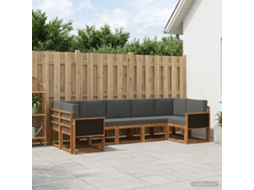 Vidaxl Conjunto De Sofás Para Exterior 7 Pcs Natural E Antracite