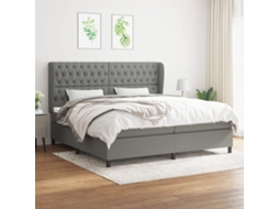 Vidaxl Cama Com Molas/colchão 200x200 Cm Tecido Cinzento-escuro
