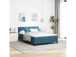 Vidaxl Cama Box Com Cabeceira Azul Escuro 160 X 200 Cm Veludo