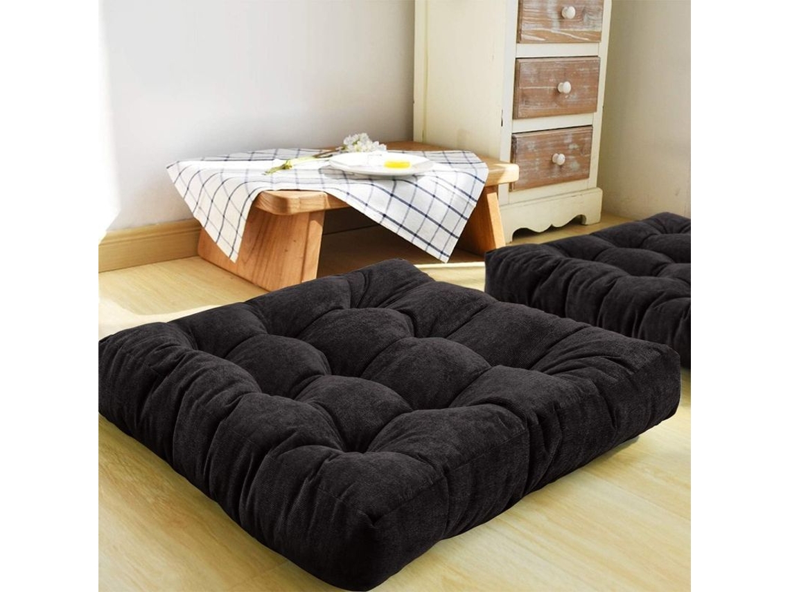 2026 almohada de Suelo Cuadrada para Meditación Yoga 22x22 Pulgadas Tela Corduroy Relleno de Fibra Poliéster Negro