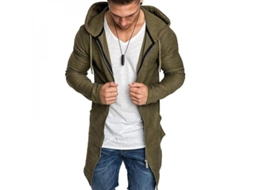 2026-chaqueta Para Hombre Con Capucha Cremallera Sudadera Abrigo Largo Invierno Algodón Slim 3xl Verde Ejército