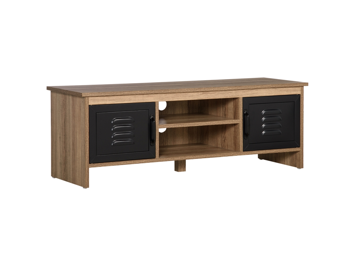 Rack industrial para TV 110 cm com armários nichos e passa cabos ZACHARY