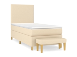 Cama com Molas/colchão 90x190 Cm Tecido Cor Creme MAISON EXCLUSIVE