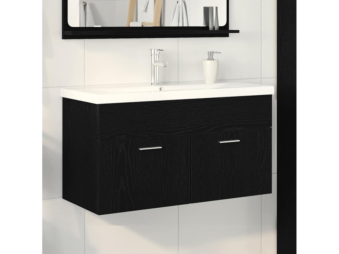 Vidaxl Armário De Banheiro Carvalho Preto 90 X 38,5 X 46 Cm