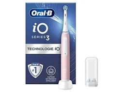 Escova de dentes elétrica Oral-B Io 3 rosa com tecnologia de microvibração e sensor de pressão inteligente