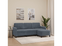 Vidaxl Sofá De 3 Lugares Com Apoio De Pés 180 Cm Veludo Cinza-escuro