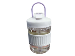Mali garrafa de Água com Canudo 400ml Transparente Resistente a Quedas Isolada Portátil Roxa