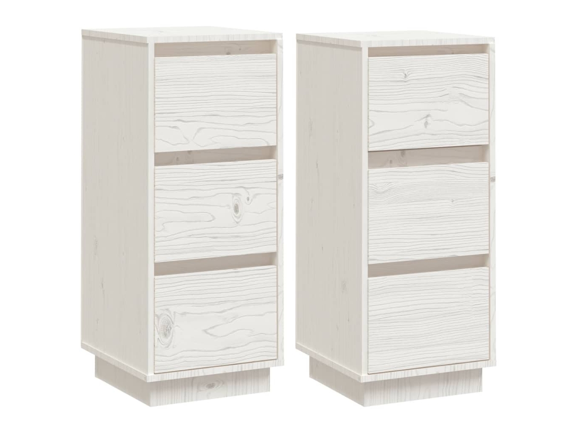Conjunto de Aparadores MAISON EXCLUSIVE Madeira de Pinho Maciça Branco 32x34x75 cm