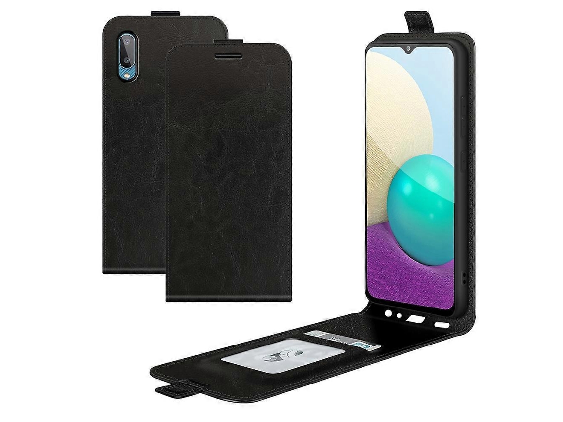 Capa Protetora De Couro Texturizado Com Aba Vertical Única Para Samsung Galaxy A02 R64, Com Compartimentos Para Cartões E Porta-retratos.