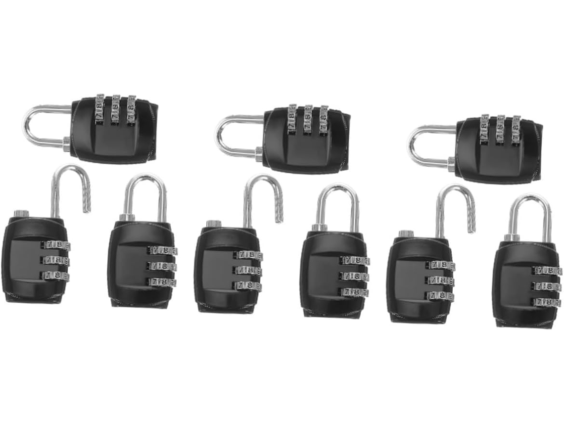 Conjunto De 9 Cadeados Combinação Com Trava Digital Para Armários
