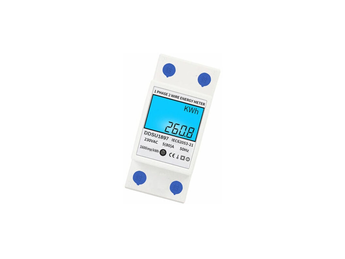 Medidor De Energia Monofásico, Para Calha Din, Digital, Retroiluminado