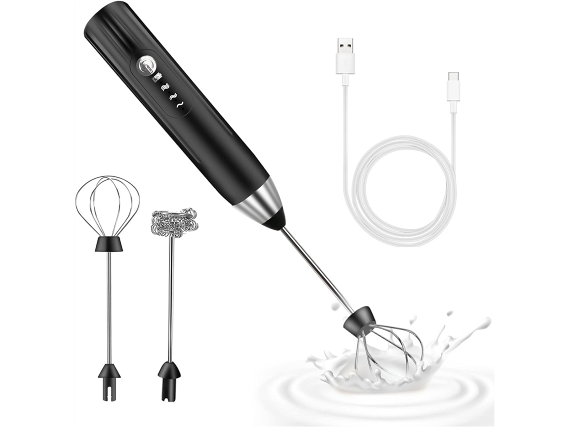 Espumador De Leite Elétrico, Velocidade Ajustável, Preto
