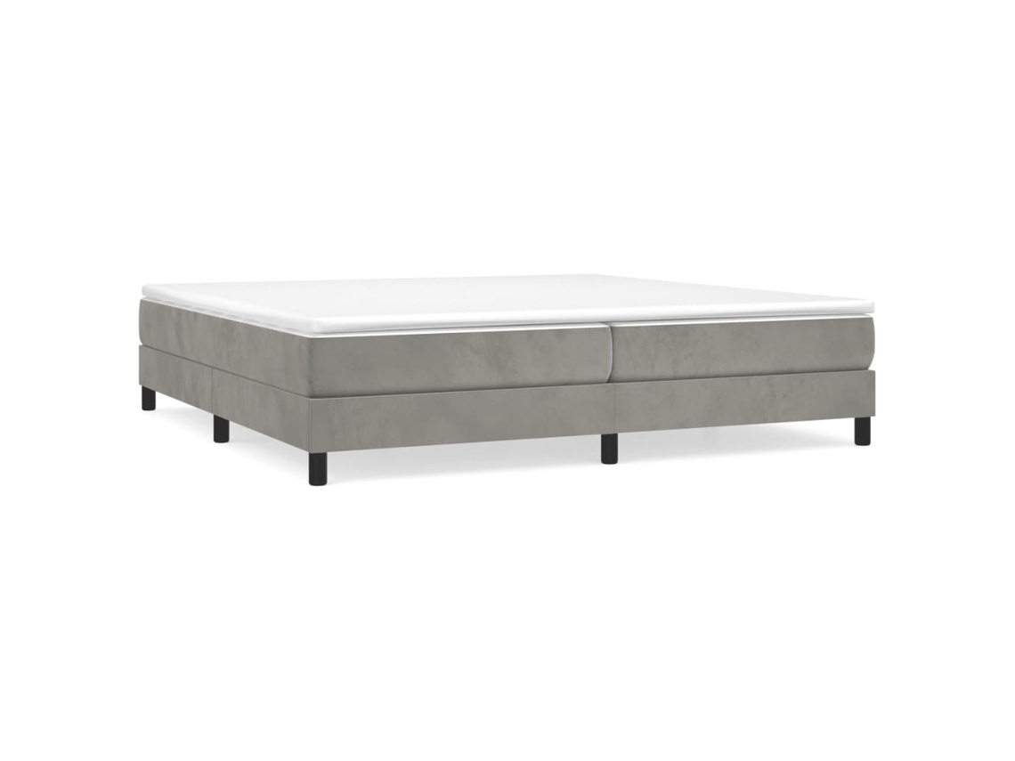 Cama com Molas e Colchão Veludo Cinzento Claro MAISON EXCLUSIVE (200x200 cm)