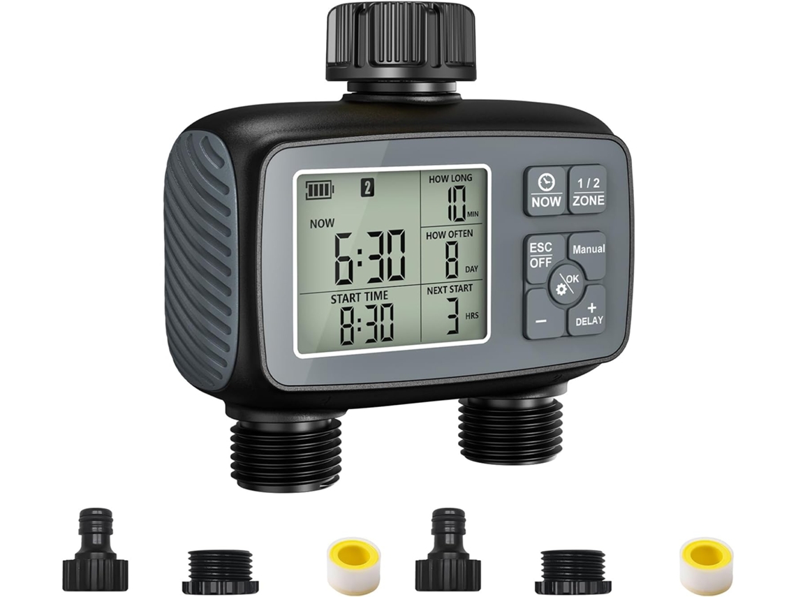 Temporizador De Água Para Mangueira Com 2 Saídas E Visor Lcd,