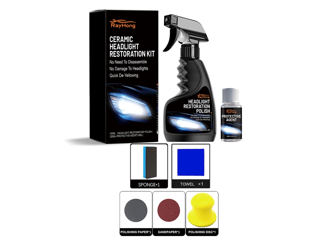 Refurbishment de faróis RAYHONG com LAXISCREED: kit para manutenção diária