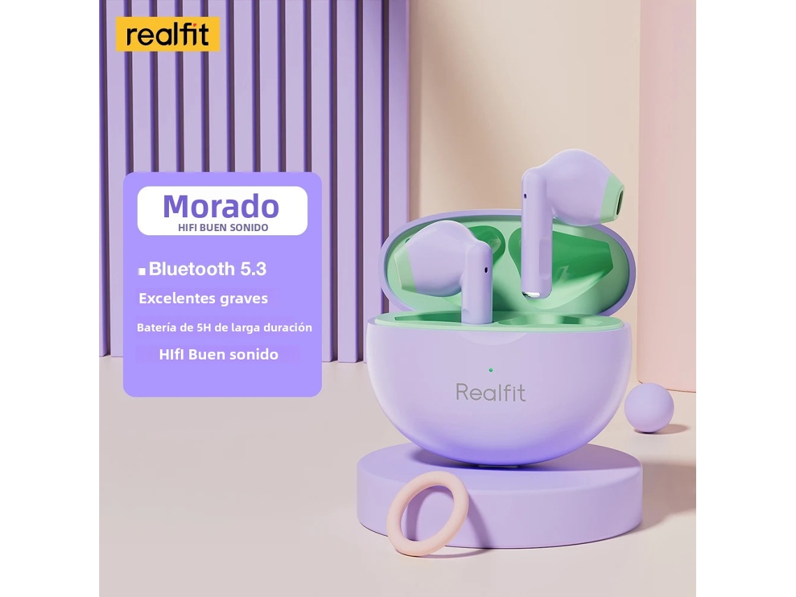 Fones de Ouvido Bluetooth Sem Fio Hifitws de Alta Qualidade, Intra auriculares com Controle de Volume. MDUG (roxo)
