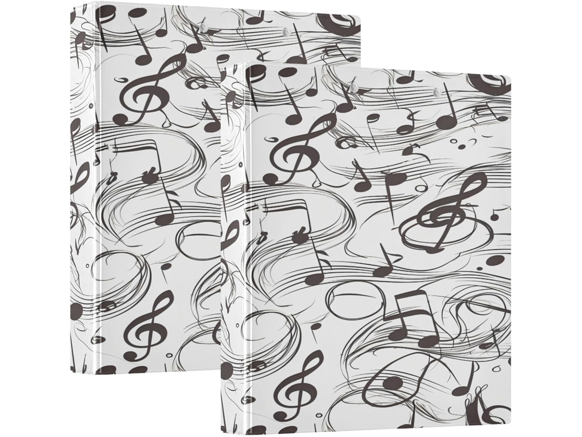 Pasta Partituras Black Staff Notes 1, 5 Polegadas, Material Escolar, Argolas Redondas Com Bolsos, Pacote Com 1 2 Unidades