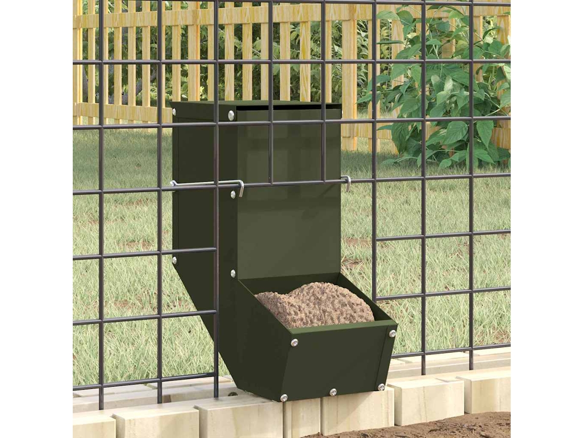 Vidaxl Comedouro Para Coelhos Verde-azeitona 12,5 X 26 X 28,5 Cm 1 Kg