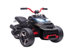 Carro Elétrico Quad 12v, 3 Rodas, 2 Motores, Mp3, Buzina, 2 Velocidades 3-5km/h, Preto