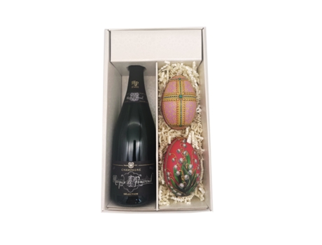 White gift box - Champagne Marquis de Pomereuil - 1 Brut 75 cl - 2 Fabergé Eggs (random pattern) LE PETIT DUC