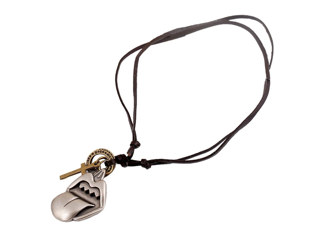 Colar Vintage Punk Estilo Unissex Material Falso Couro
