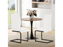 Cadeiras Jantar Pu Branco (2 Un), Pernas Preto, Ergonômicas. -kd
