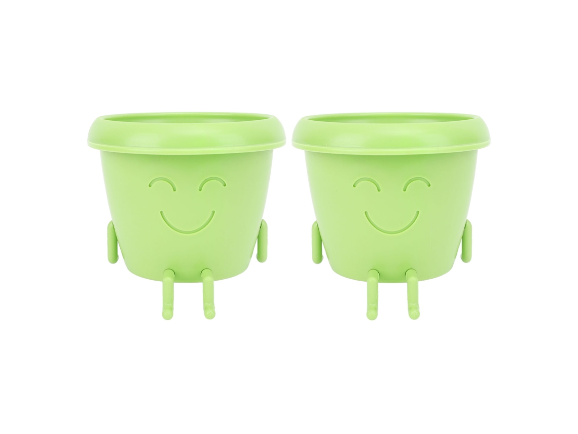 2pcs Vasos de Suculentas Primerox com rosto sorridente plástico com buracos de drenagem jardim S/MARCA