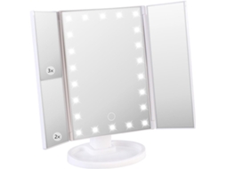 Espelho Cosmético Espelho De Maquiagem Dobrável Com Iluminação Led, Ampliação De 3x/2x/1x, Branco ( Gokoco