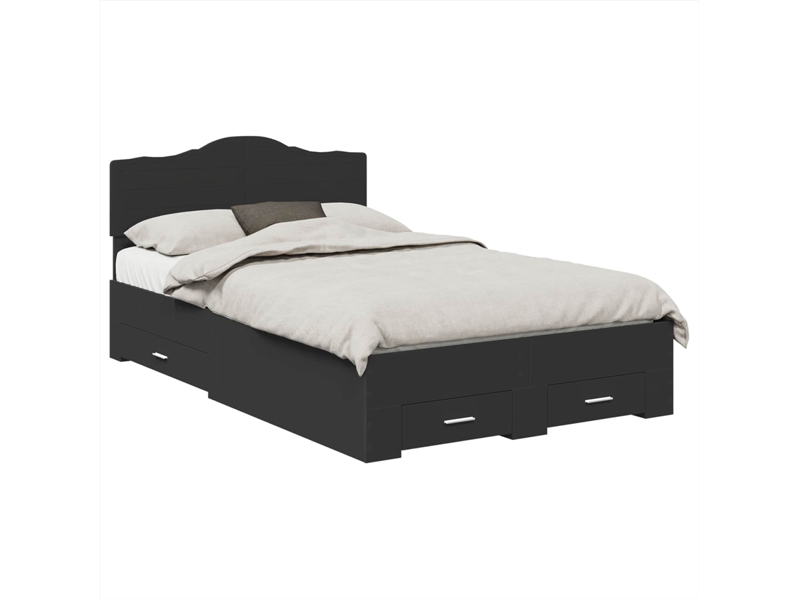 Estrutura da Cama Preto 135x190 cm Madeira Processada MAISON EXCLUSIVE