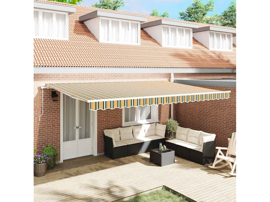 Vidaxl Toldo Retrátil Multicolor 500 × 300 Cm Poliéster E Alumínio