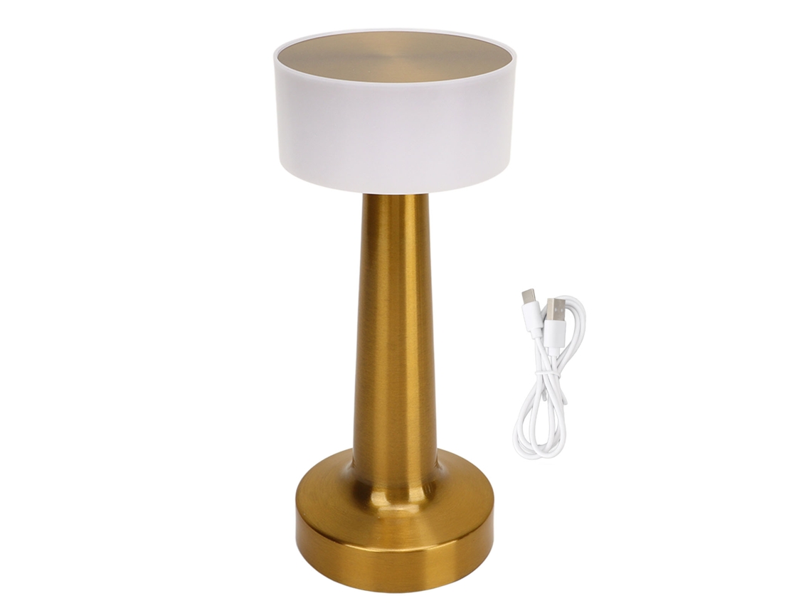 Lâmpada de Mesa Portátil Metal Retro com Usb Carregável 3 Cores Luz Táctil para Quarto
