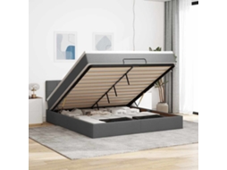 Vidaxl Cama Otomana com Colchão Leds 180x200cm Tecido Cinza escuro