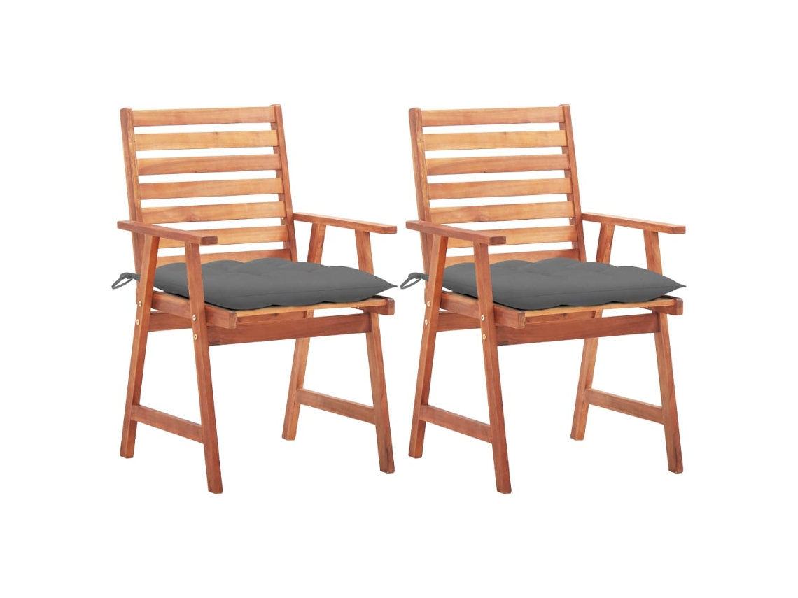 Vidaxl Cadeiras De Jantar P/ Jardim 2 Pcs C/ Almofadões Acácia Maciça
