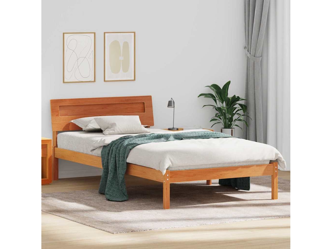 Vidaxl Estrutura da Cama com Cabeceira Marrom Cera 80 X 200 Cm