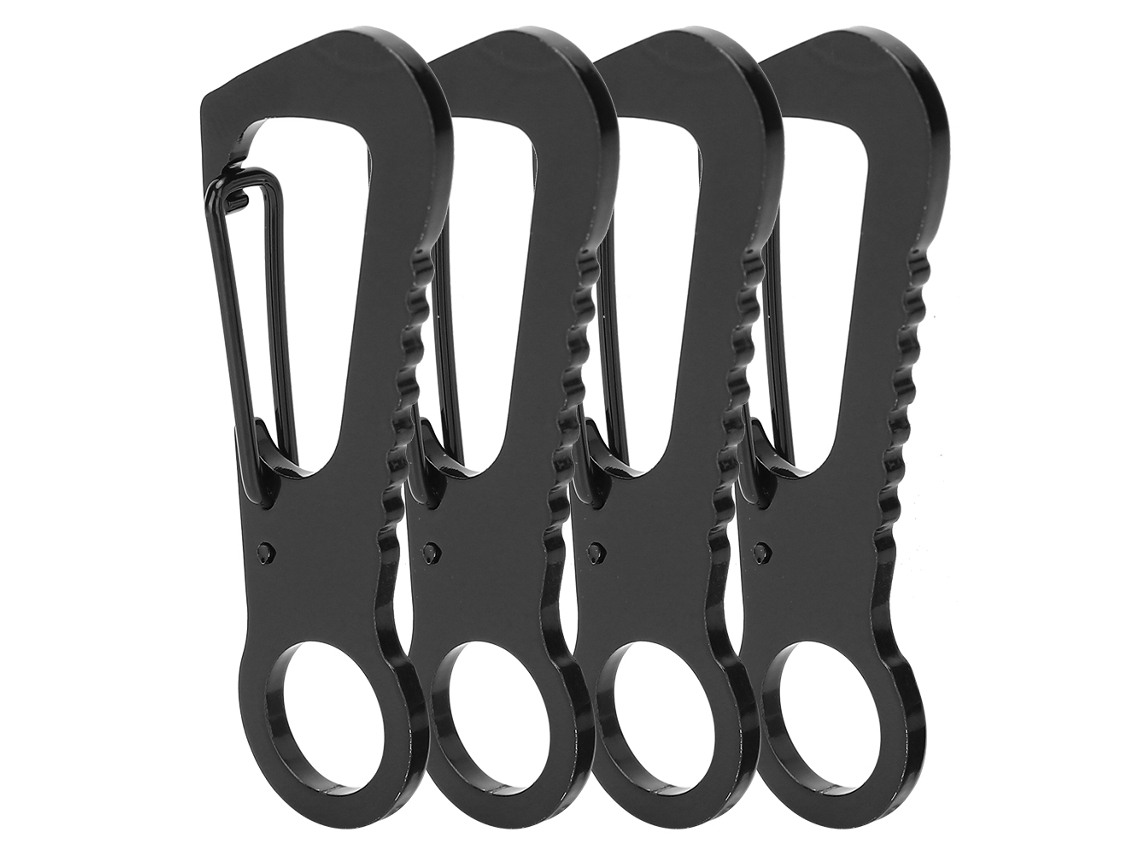4 Carabinas Aço Inox Função Múltipla Preto