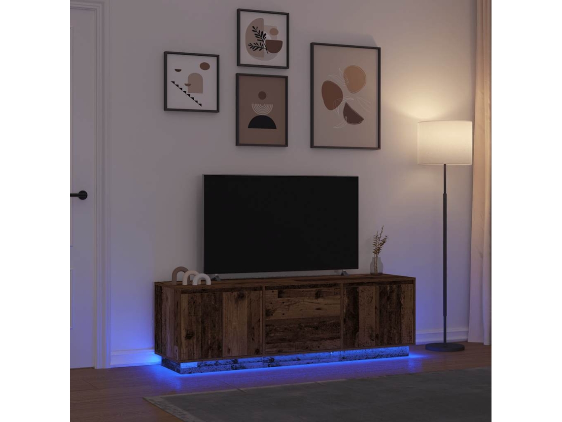 Vidaxl Móvel De Tv Com Luzes Led 160,5x41x50 Cm Madeira Velha