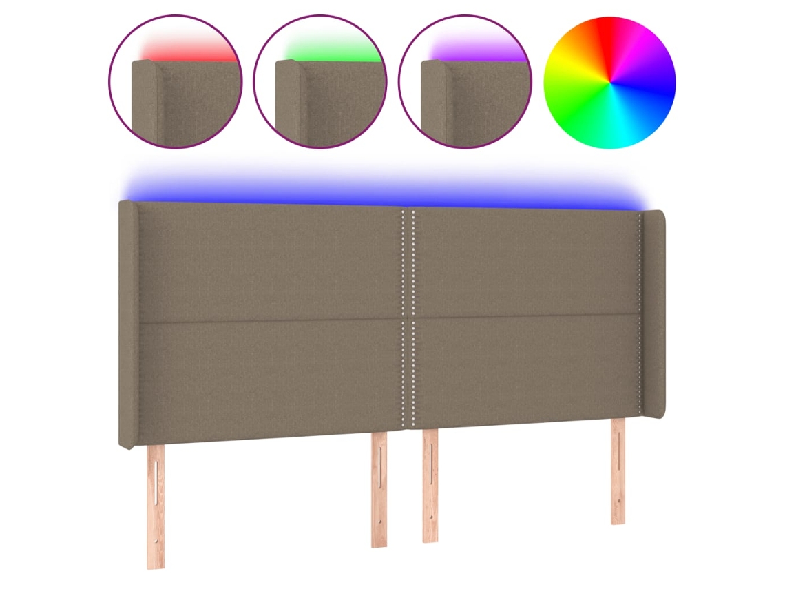Cabeceira Cama com Led Tecido Cinza acastanhado MAISON EXCLUSIVE (203x16x118 cm)