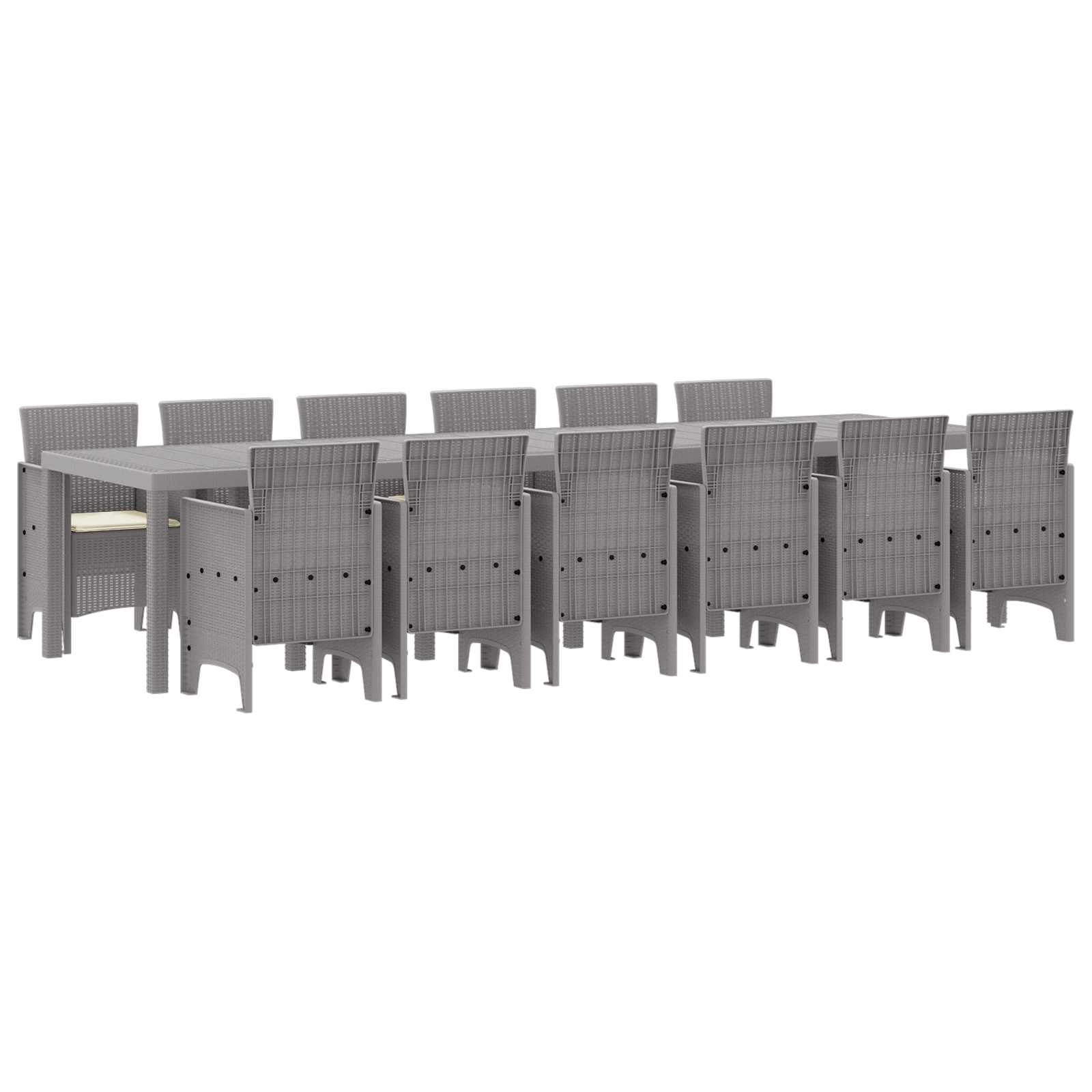 Conjunto 13 Conjunto De Jantar Para Jardim Vidaxl Cinzento-claro Polipropileno (350 X 100 X 73 Cm)