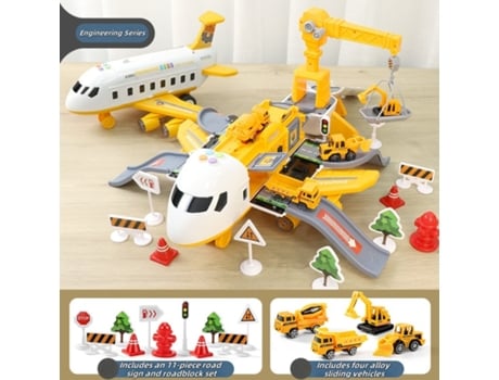 Avião de brinquedo infantil com trilhos e carros inerciais de liga com música educacional interativa YT