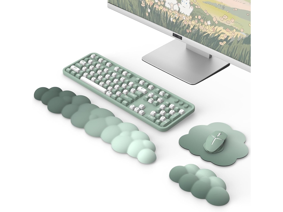Lurelia Descanso De Pulso Ergonómico Para Teclado E Rato Verde Espuma Confortável