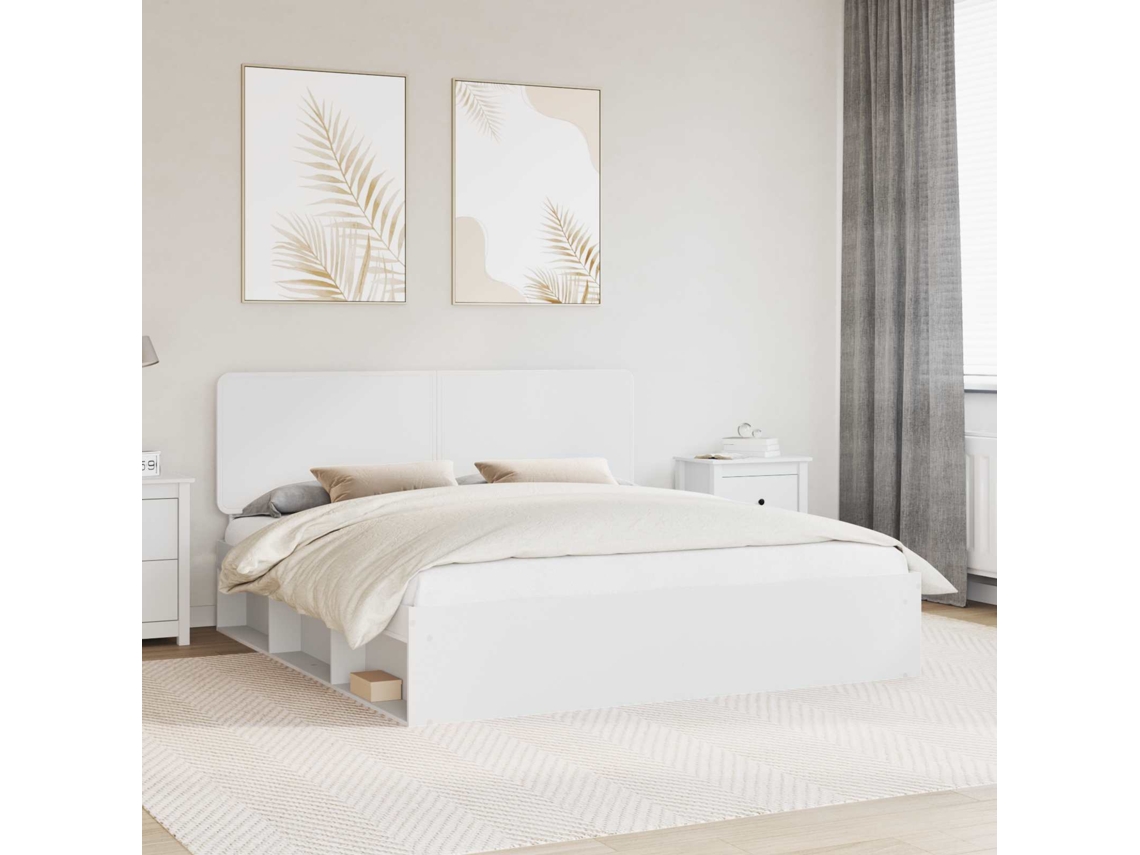 Vidaxl Estrutura da Cama com Cabeceira Branco 180 X 200 Cm