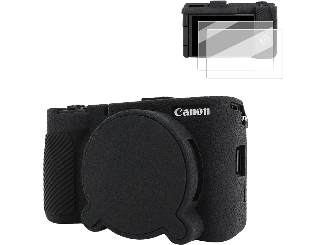 Capa Protetora Silicone HEXINYIGJLY para Canon Powershot V1acesso Tripétampa Objetiva, Películas Ecrã Preto