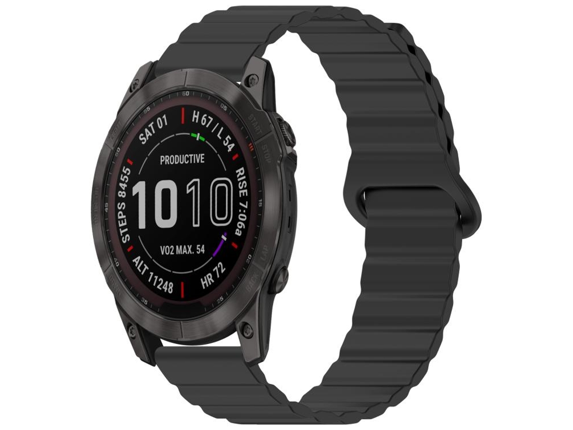 Bracelete para Garmin Fenix 8 / 7x / 6x / 5x silicone magnético brilhante preta XIAOMOYU (26mm)